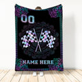 Ohaprints-Fleece-Sherpa-Blanket-Mandala-Checked-Flag-Hologram-Racing-Racer-Custom-Personalized-Name-Number-Soft-Throw-Blanket-289-Sherpa Blanket