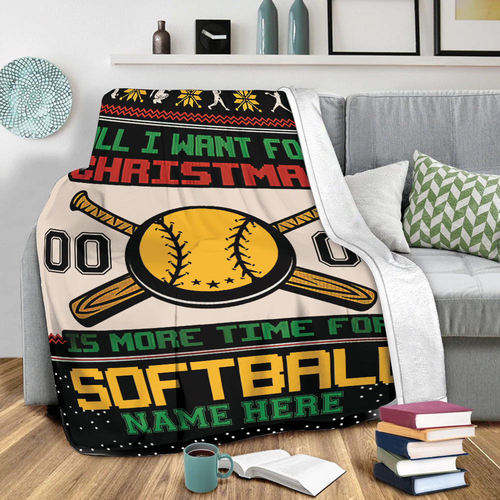 Ohaprints-Fleece-Sherpa-Blanket-Softball-Gift-For-Daughter-Girl-Christmas-Custom-Personalized-Name-Number-Soft-Throw-Blanket-293-Sherpa Blanket