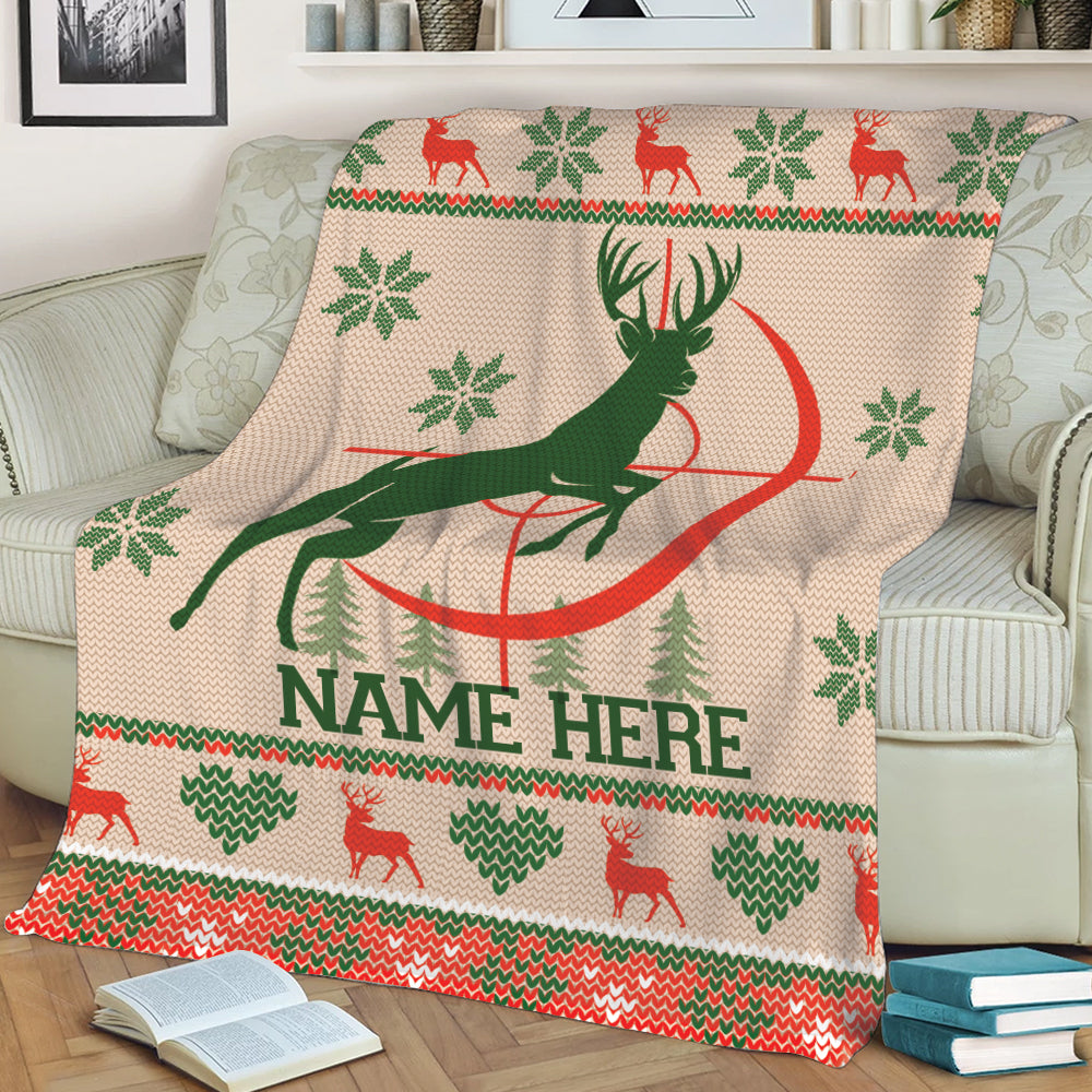 Ohaprints-Fleece-Sherpa-Blanket-Deer-Hunting-Hunter-Gift-Christmas-Xmas-Noel-Idea-Custom-Personalized-Name-Soft-Throw-Blanket-298-Sherpa Blanket