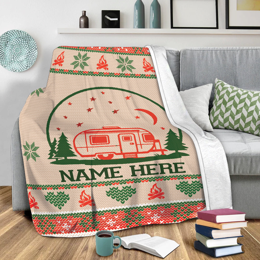 Ohaprints-Fleece-Sherpa-Blanket-Camping-Camper-Campsite-Idea-Christmas-Xmas-Noel-Custom-Personalized-Name-Soft-Throw-Blanket-299-Sherpa Blanket