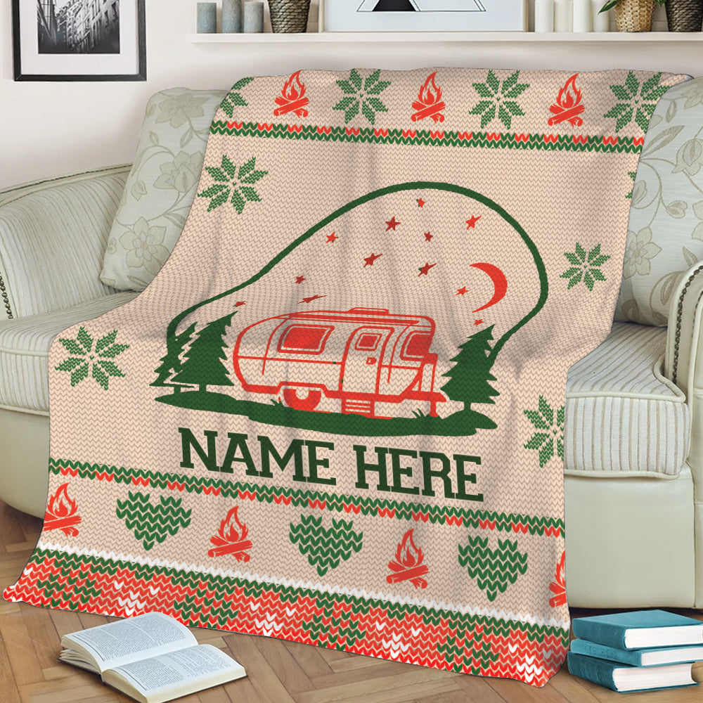 Ohaprints-Fleece-Sherpa-Blanket-Camping-Camper-Campsite-Idea-Christmas-Xmas-Noel-Custom-Personalized-Name-Soft-Throw-Blanket-299-Sherpa Blanket