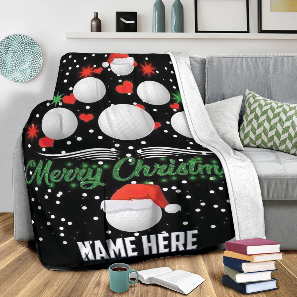 Ohaprints-Fleece-Sherpa-Blanket-Golf-Ball-Tree-Snow-Christmas-Xmas-Noel-Idea-Custom-Personalized-Name-Soft-Throw-Blanket-305-Sherpa Blanket