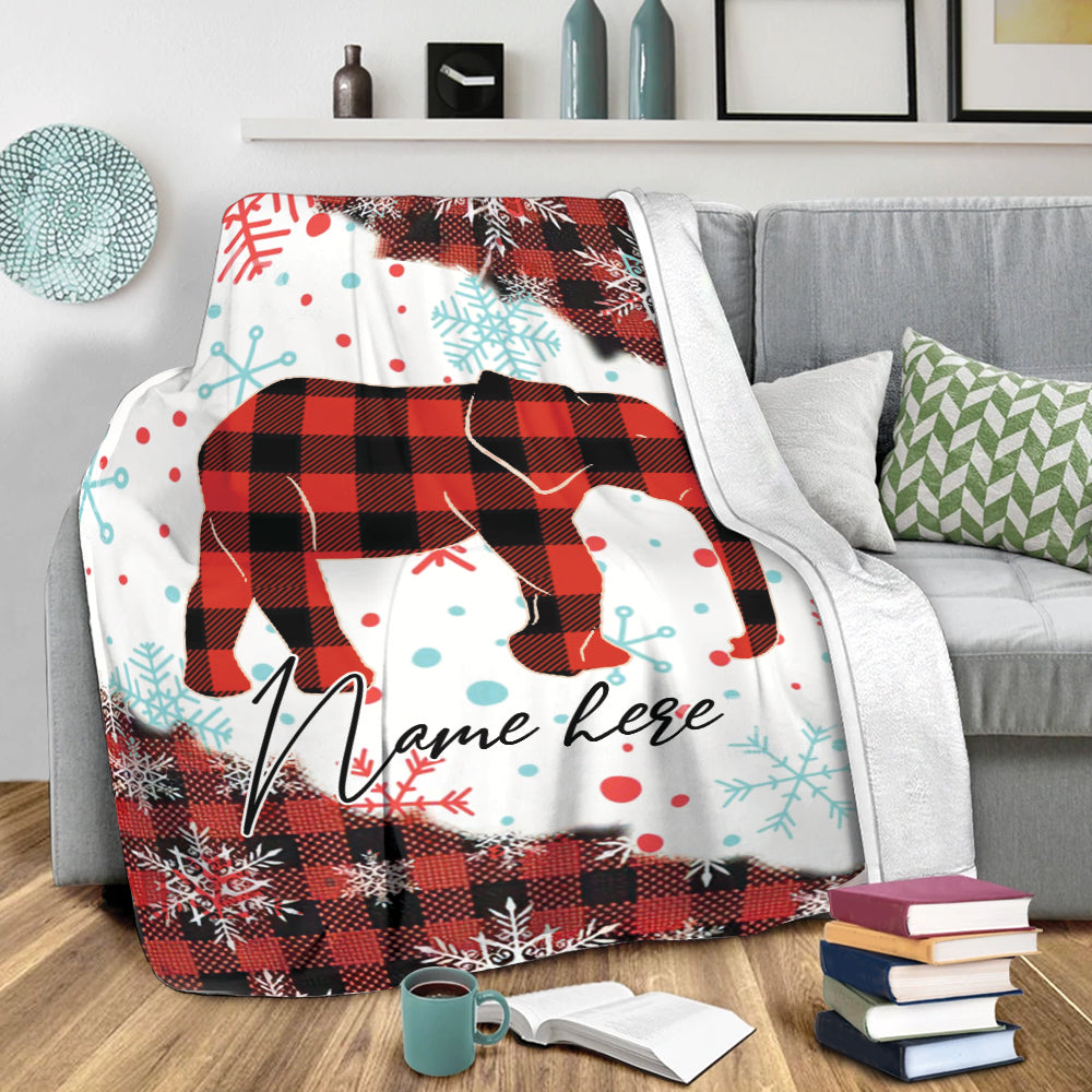 Ohaprints-Fleece-Sherpa-Blanket-Elephant-Wild-Animal-Red-Plaid-Christmas-Xmas-Noel-Custom-Personalized-Name-Soft-Throw-Blanket-311-Sherpa Blanket