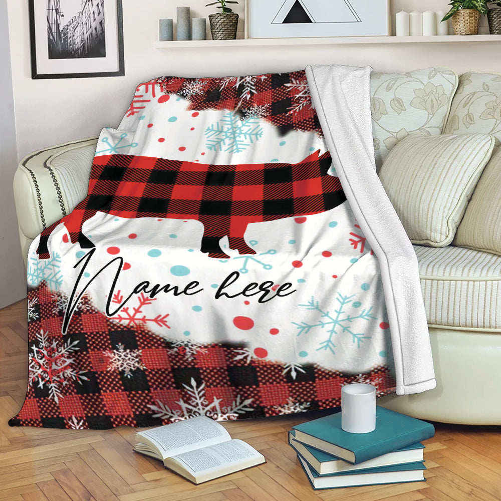 Ohaprints-Fleece-Sherpa-Blanket-Pig-Farm-Animal-Red-Plaid-Christmas-Xmas-Noel-Custom-Personalized-Name-Soft-Throw-Blanket-312-Fleece Blanket