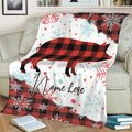 Ohaprints-Fleece-Sherpa-Blanket-Pig-Farm-Animal-Red-Plaid-Christmas-Xmas-Noel-Custom-Personalized-Name-Soft-Throw-Blanket-312-Sherpa Blanket