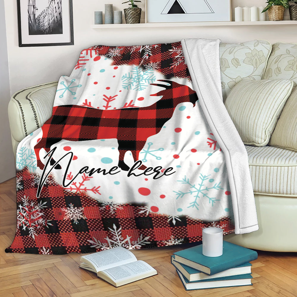 Ohaprints-Fleece-Sherpa-Blanket-Goat-Farm-Animal-Red-Plaid-Christmas-Xmas-Noel-Custom-Personalized-Name-Soft-Throw-Blanket-313-Fleece Blanket