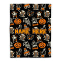 Ohaprints-Fleece-Sherpa-Blanket-Pumpkin-Skeleton-Skull-Halloween-Unique-Gift-Idea-Custom-Personalized-Name-Soft-Throw-Blanket-324-Fleece Blanket