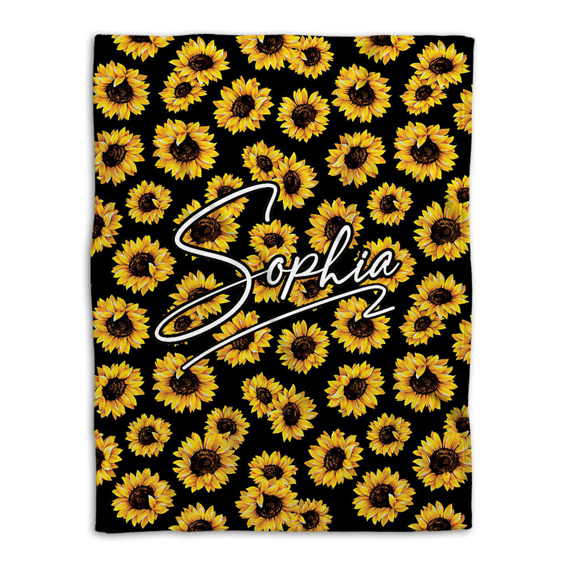 Ohaprints-Fleece-Sherpa-Blanket-Sunflower-Theme-Girl-Flower-Gift-Flannel-Yellow-Custom-Personalized-Name-Soft-Throw-Blanket-722-Fleece Blanket