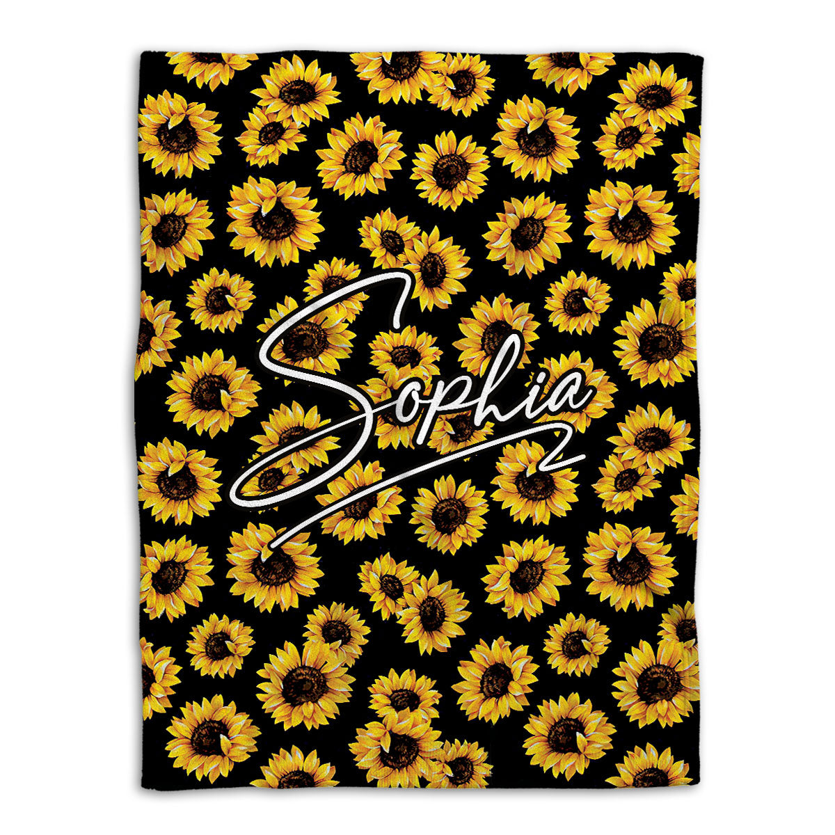 Ohaprints-Fleece-Sherpa-Blanket-Sunflower-Theme-Girl-Flower-Gift-Flannel-Yellow-Custom-Personalized-Name-Soft-Throw-Blanket-722-Fleece Blanket