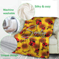 Ohaprints-Fleece-Sherpa-Blanket-Sunflower-Lady-Bug-Decor-Plant-Things-Boho-Yellow-Custom-Personalized-Name-Soft-Throw-Blanket-420-Fleece Blanket