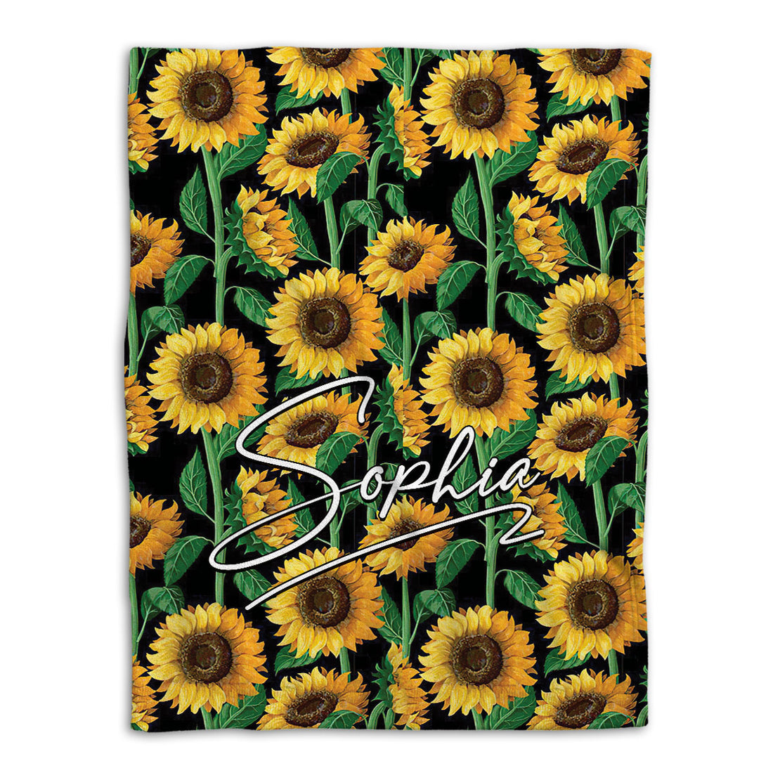 Ohaprints-Fleece-Sherpa-Blanket-Sunflower-Plant-Bed-Decor-Car-Throw-Vintage-Boho-Custom-Personalized-Name-Soft-Throw-Blanket-729-Fleece Blanket