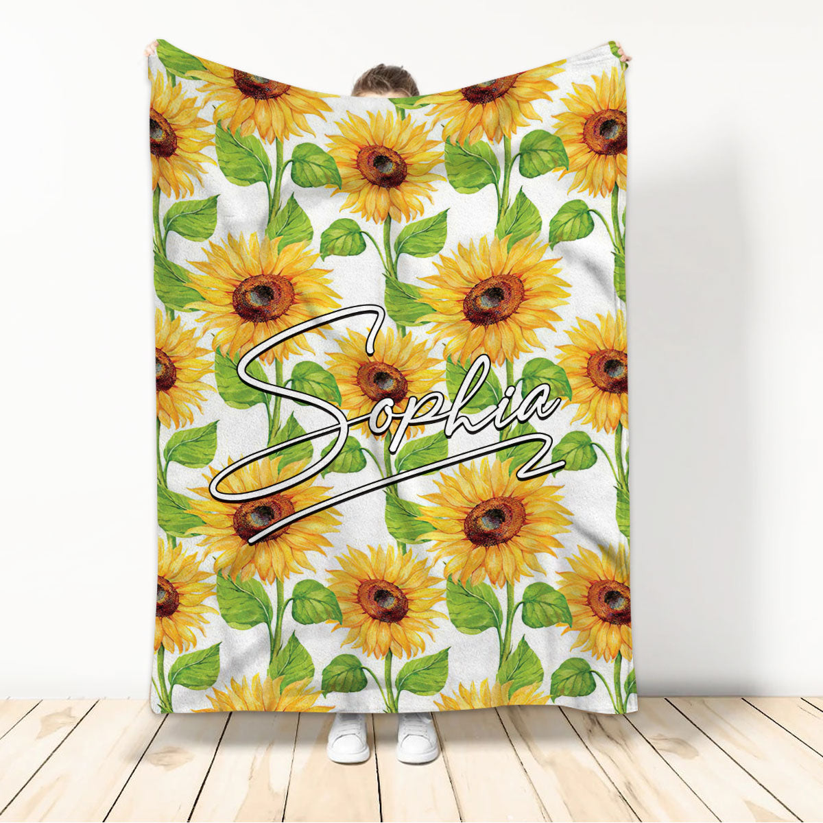 Ohaprints-Fleece-Sherpa-Blanket-Sunflower-Plant-Bed-Decor-Warm-Car-Throw-Boho-Custom-Personalized-Name-Soft-Throw-Blanket-730-Sherpa Blanket