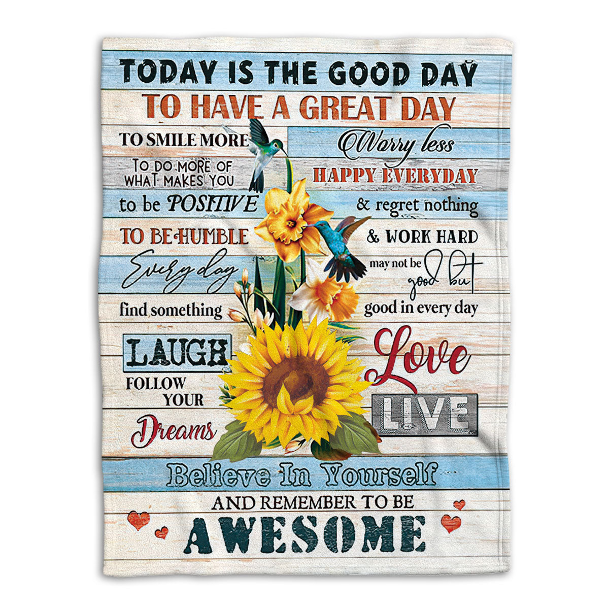 Ohaprints-Fleece-Sherpa-Blanket-Motivation-Inspiration-Sunflower-Today-Is-The-Good-Day-Vintage-Boho-Soft-Throw-Blanket-1143-Fleece Blanket