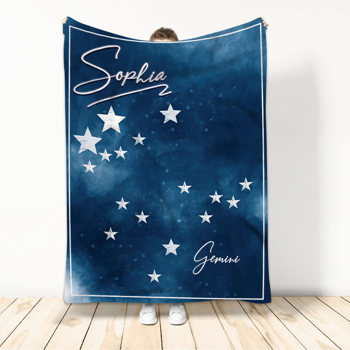 Ohaprints-Fleece-Sherpa-Blanket-Gemini-Zodiac-Sign-Astrology-Horoscopes-Celestrial-Custom-Personalized-Name-Soft-Throw-Blanket-561-Sherpa Blanket