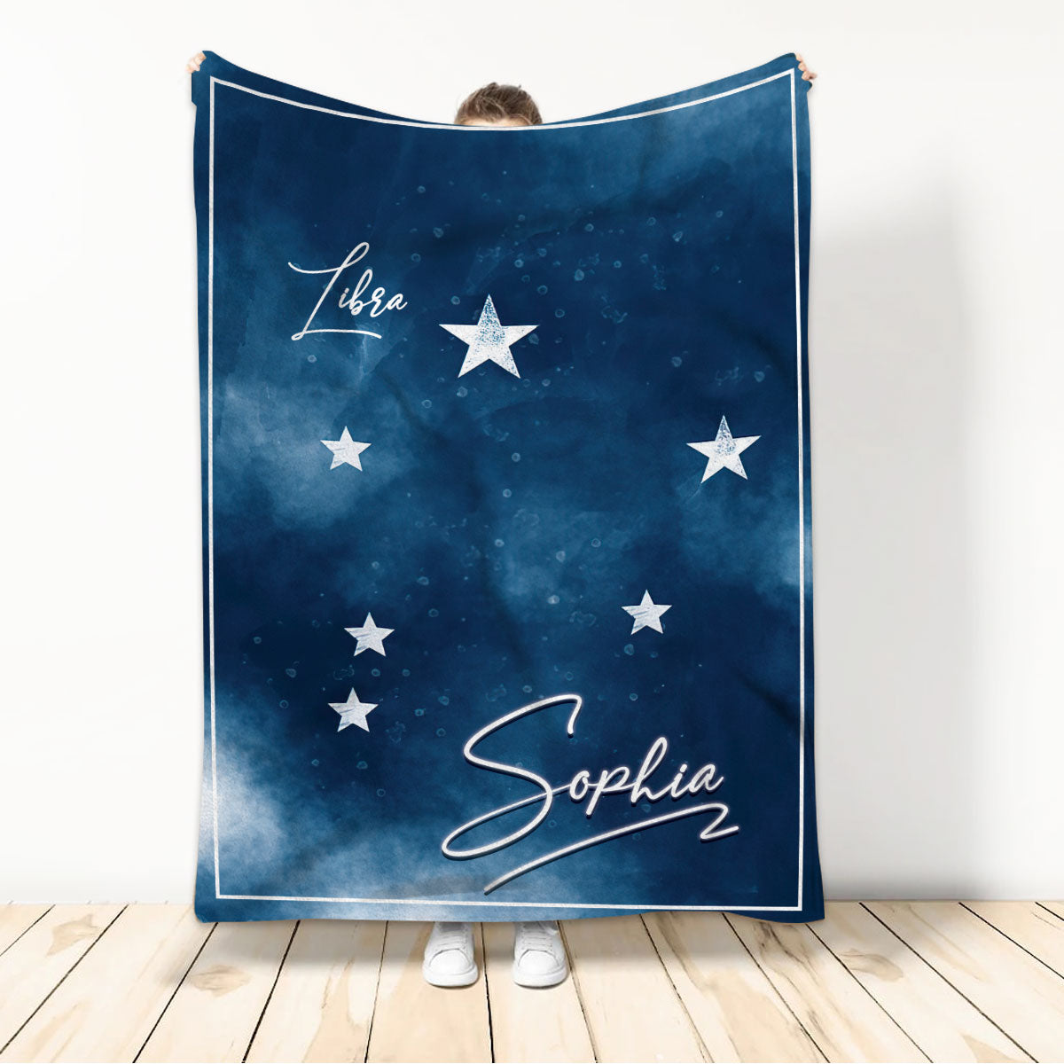 Ohaprints-Fleece-Sherpa-Blanket-Libra-Zodiac-Sign-Astrology-Horoscopes-Celestrial-Custom-Personalized-Name-Soft-Throw-Blanket-1147-Sherpa Blanket