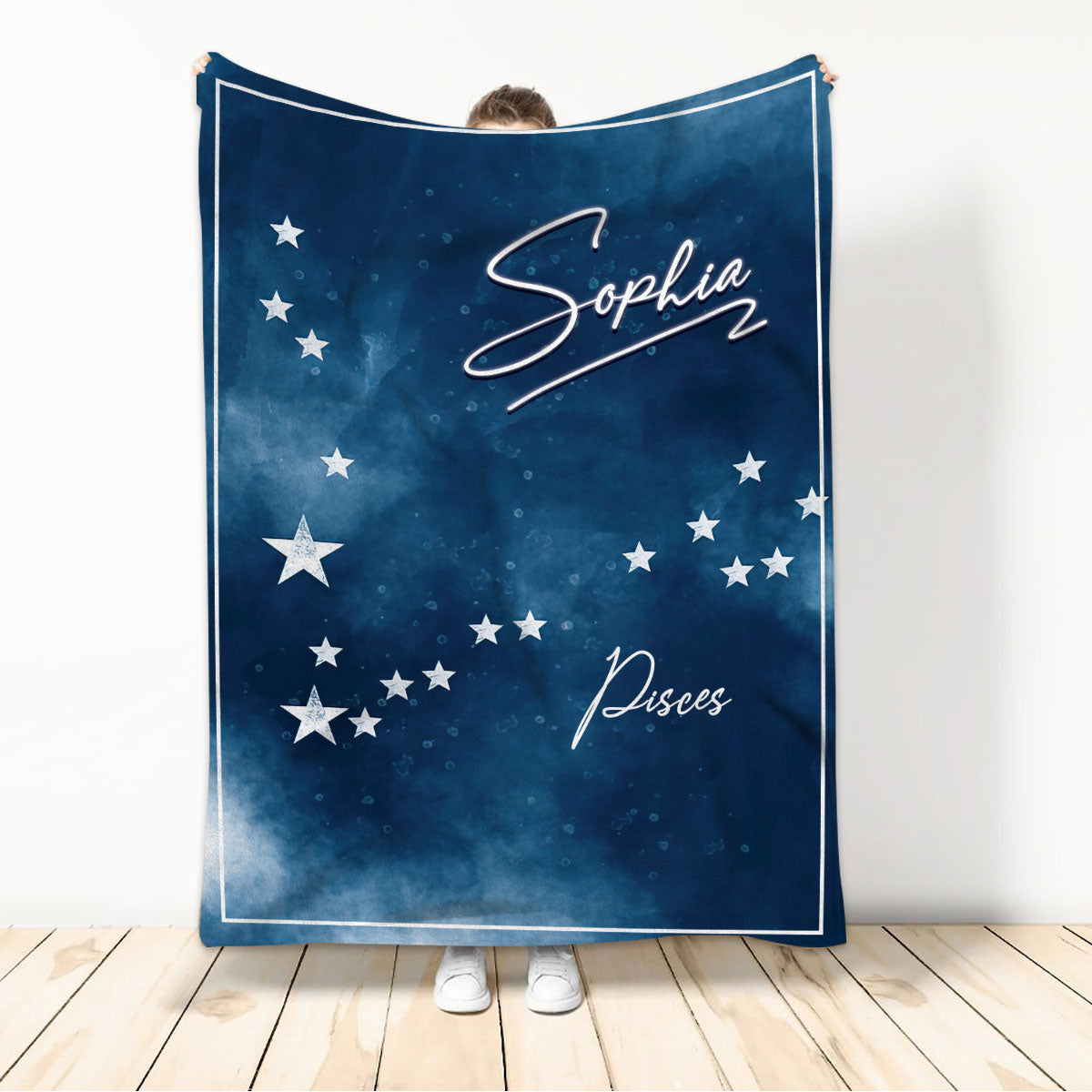 Ohaprints-Fleece-Sherpa-Blanket-Pisces-Zodiac-Sign-Astrology-Horoscopes-Celestrial-Custom-Personalized-Name-Soft-Throw-Blanket-1148-Sherpa Blanket