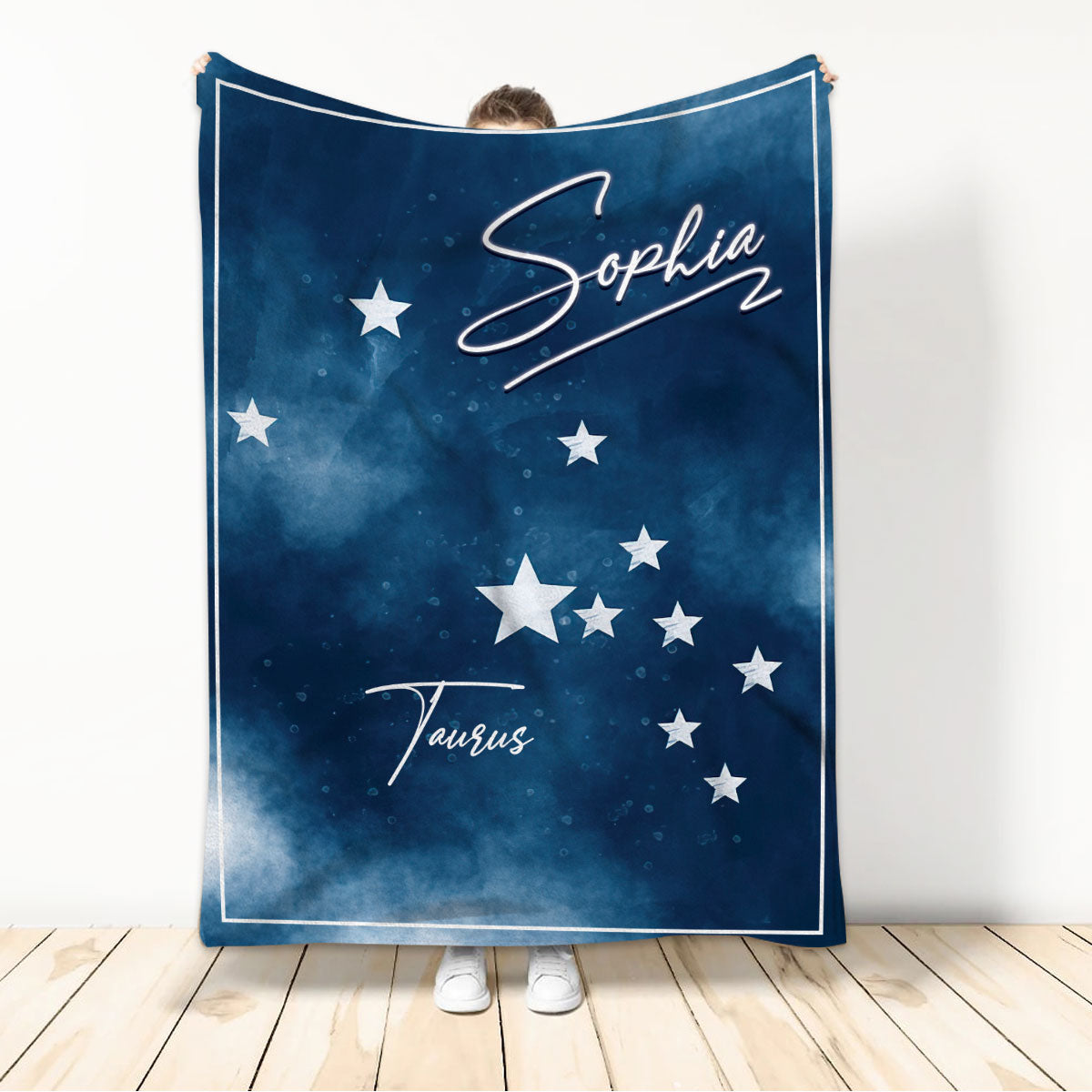 Ohaprints-Fleece-Sherpa-Blanket-Taurus-Zodiac-Sign-Astrology-Horoscopes-Celestrial-Custom-Personalized-Name-Soft-Throw-Blanket-487-Sherpa Blanket