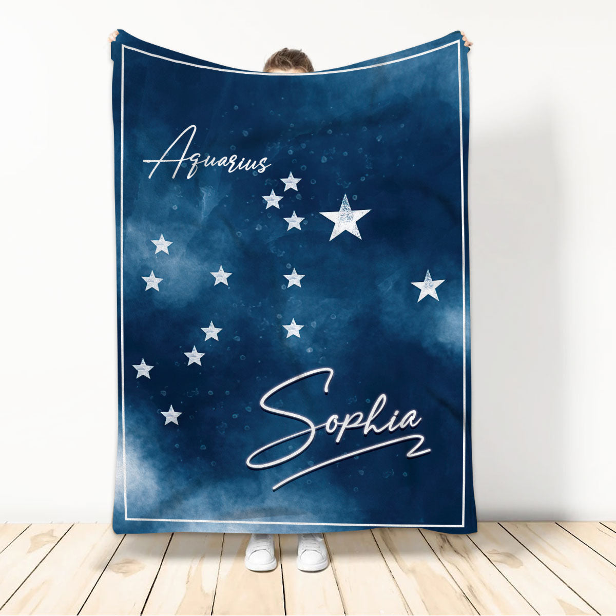 Ohaprints-Fleece-Sherpa-Blanket-Aquarius-Zodiac-Sign-Astrology-Horoscopes-Custom-Personalized-Name-Soft-Throw-Blanket-735-Sherpa Blanket