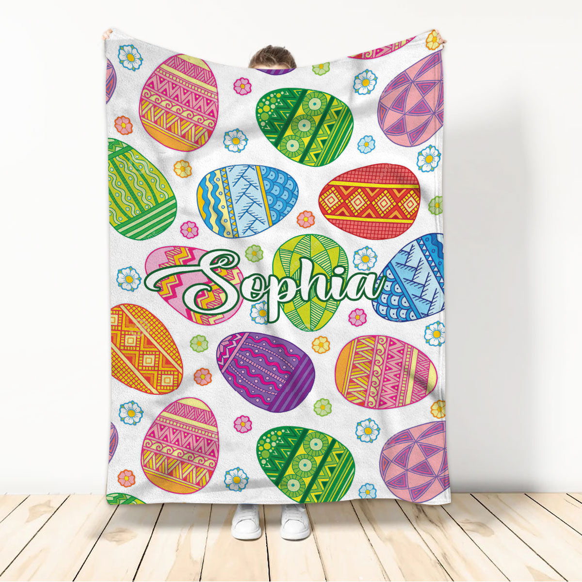 Ohaprints-Fleece-Sherpa-Blanket-Colorful-Sugar-Egg-Seasonal-Farm-Custom-Personalized-Name-Soft-Throw-Blanket-747-Sherpa Blanket