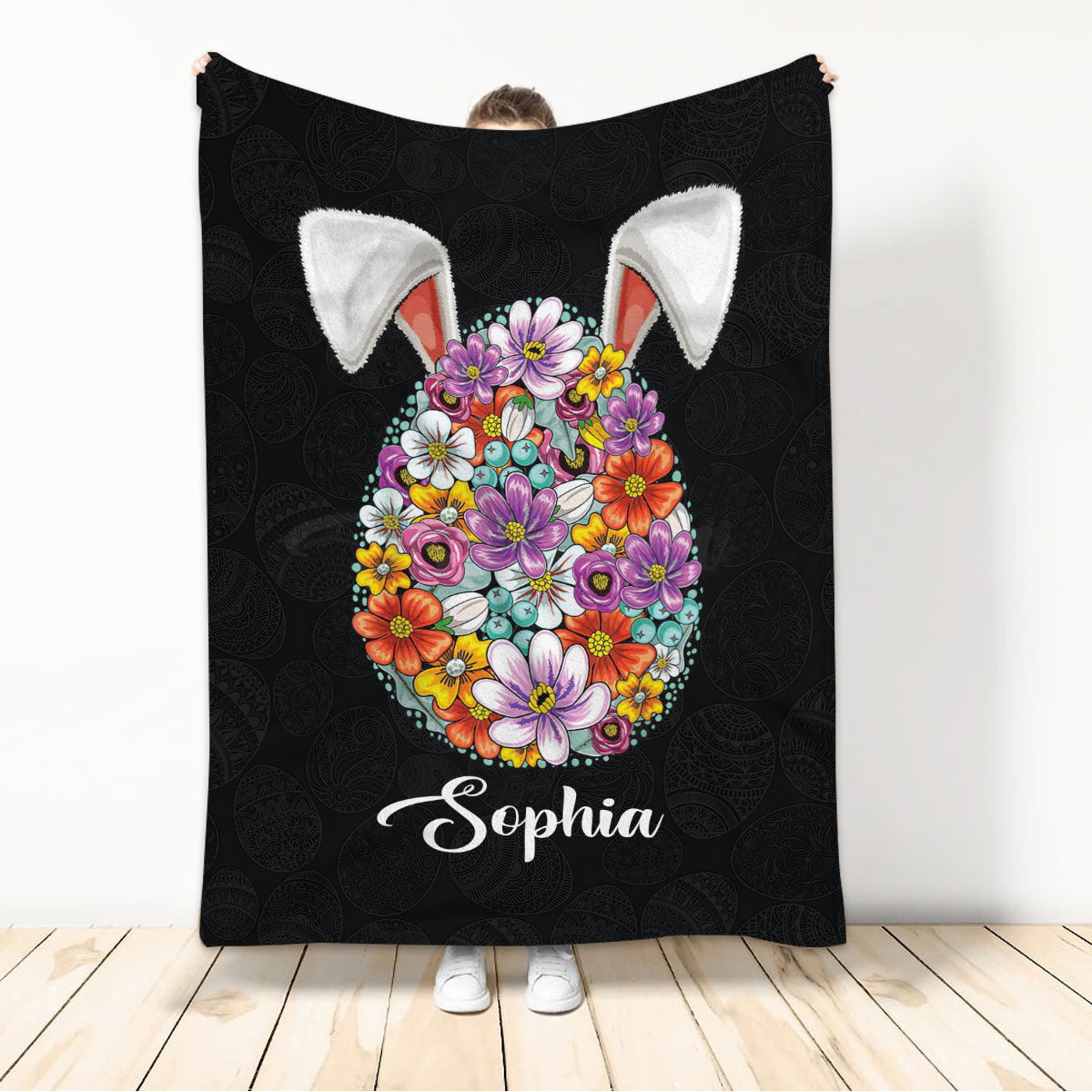 Ohaprints-Fleece-Sherpa-Blanket-Floral-Sugar-Egg-Rabbit-Spring-Custom-Personalized-Name-Soft-Throw-Blanket-750-Sherpa Blanket