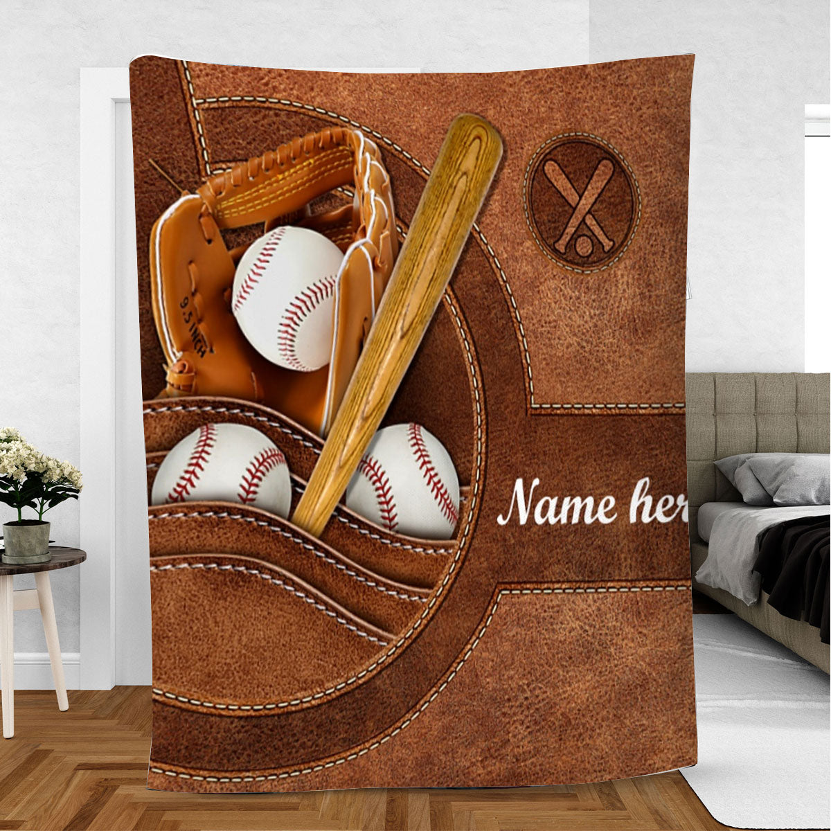 Ohaprints-Fleece-Sherpa-Blanket-Baseball-Gift-For-Son-Boy-Custom-Personalized-Name-Number-Soft-Throw-Blanket-959-Fleece Blanket