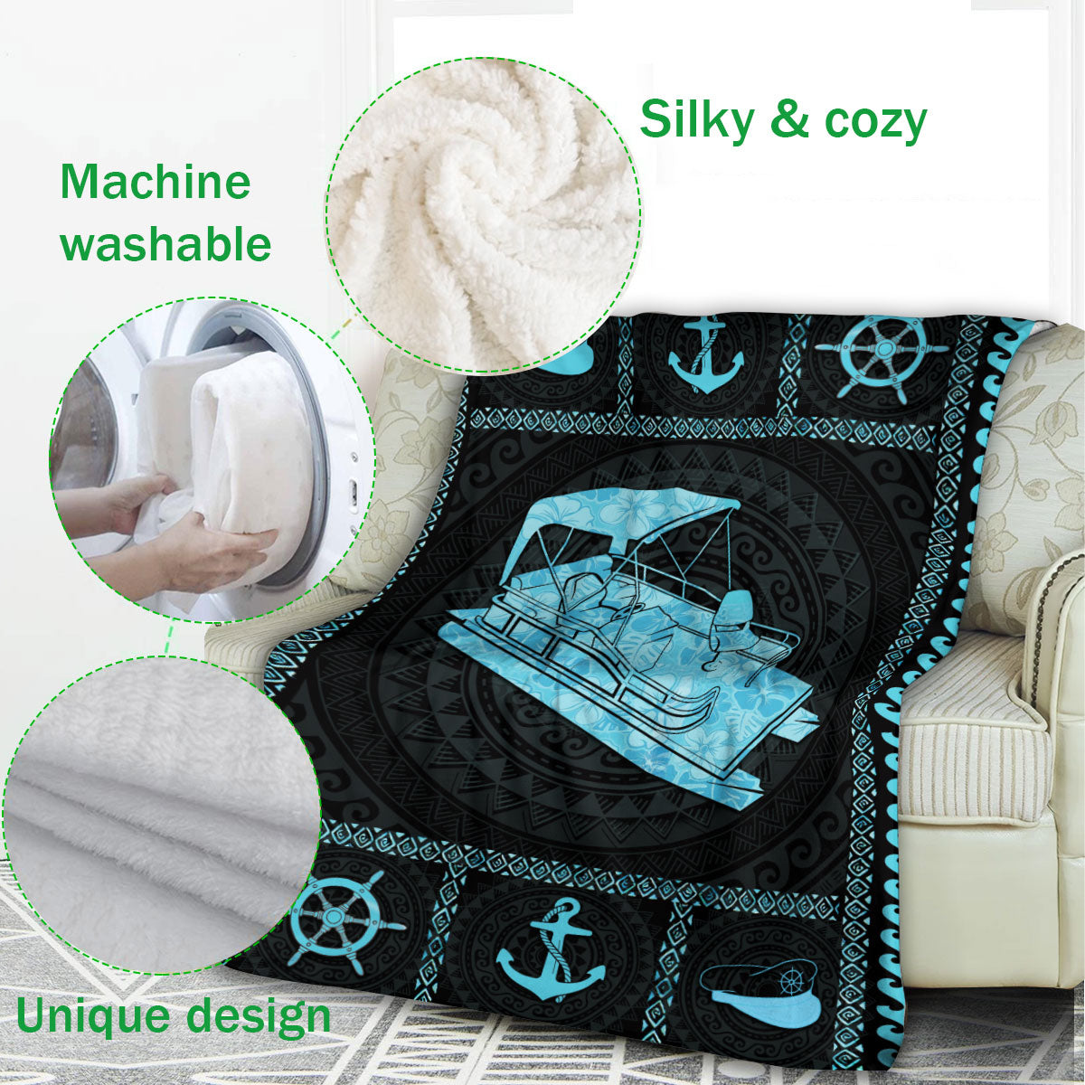 Ohaprints-Fleece-Sherpa-Blanket-Pontoon-Boat-Pontooning-Gift-For-Pontoon-Lover-Mandala-Pattern-Soft-Throw-Blanket-895-Fleece Blanket