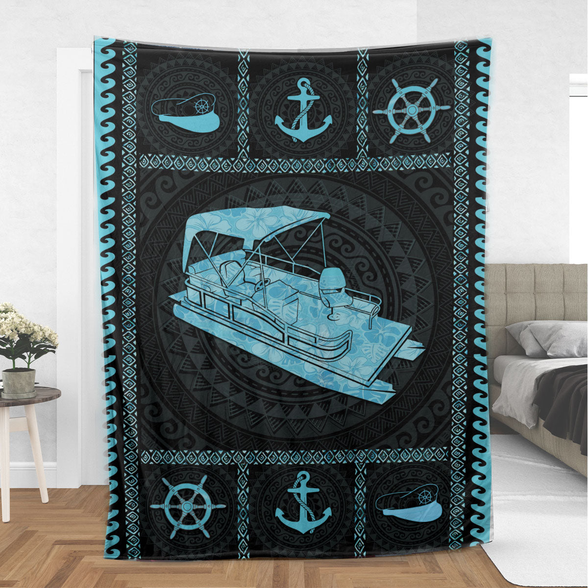 Ohaprints-Fleece-Sherpa-Blanket-Pontoon-Boat-Pontooning-Gift-For-Pontoon-Lover-Mandala-Pattern-Soft-Throw-Blanket-895-Sherpa Blanket