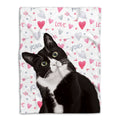 Ohaprints-Fleece-Sherpa-Blanket-Tuxedo-Black-And-White-Bicolor-Cat-Soft-Throw-Blanket-596-Fleece Blanket