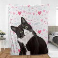 Ohaprints-Fleece-Sherpa-Blanket-Tuxedo-Black-And-White-Bicolor-Cat-Soft-Throw-Blanket-596-Sherpa Blanket