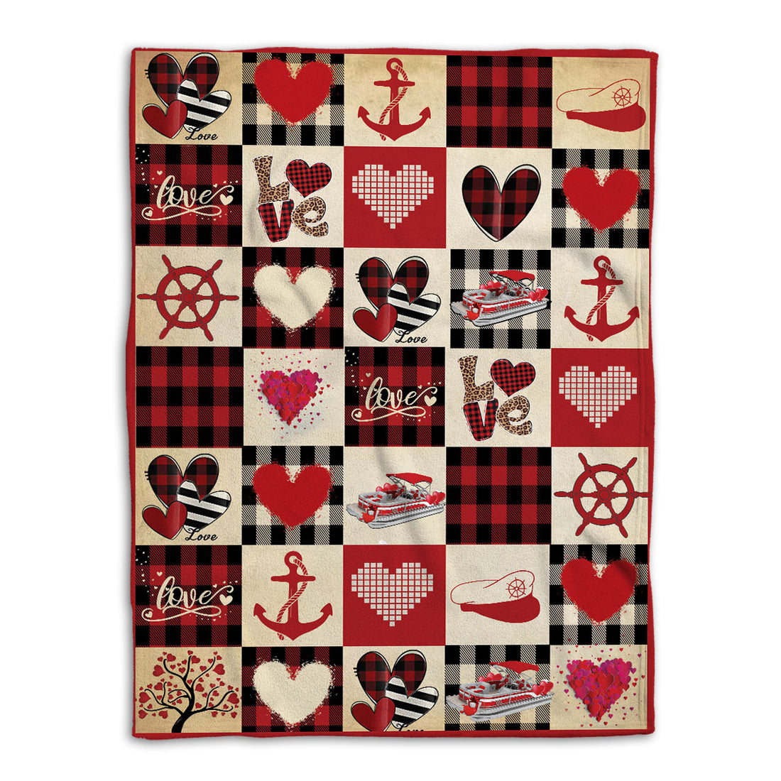 Ohaprints-Fleece-Sherpa-Blanket-Pontoon-Boat-With-Heart-Pattern-Gift-Soft-Throw-Blanket-648-Fleece Blanket