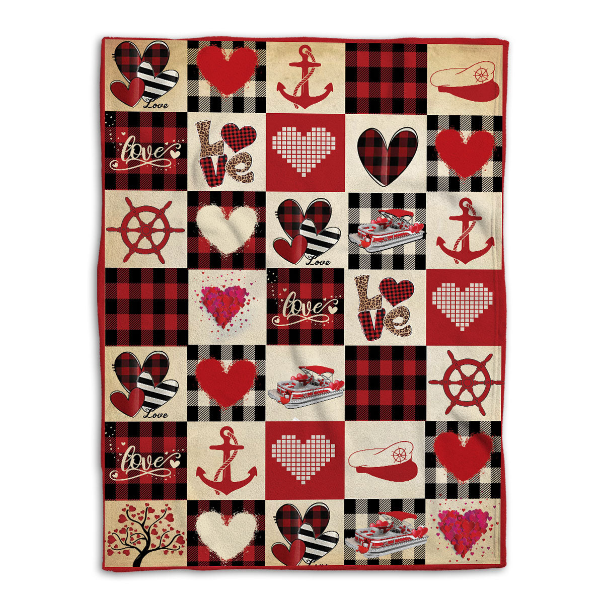 Ohaprints-Fleece-Sherpa-Blanket-Pontoon-Boat-With-Heart-Pattern-Gift-Soft-Throw-Blanket-648-Fleece Blanket