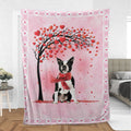 Ohaprints-Fleece-Sherpa-Blanket-Black-Boston-Terrier-Dog-With-Heart-Tree-Pattern-Soft-Throw-Blanket-544-Sherpa Blanket