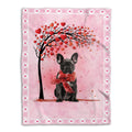 Ohaprints-Fleece-Sherpa-Blanket-Black-Frenchie-French-Bulldog-With-Heart-Tree-Soft-Throw-Blanket-611-Fleece Blanket