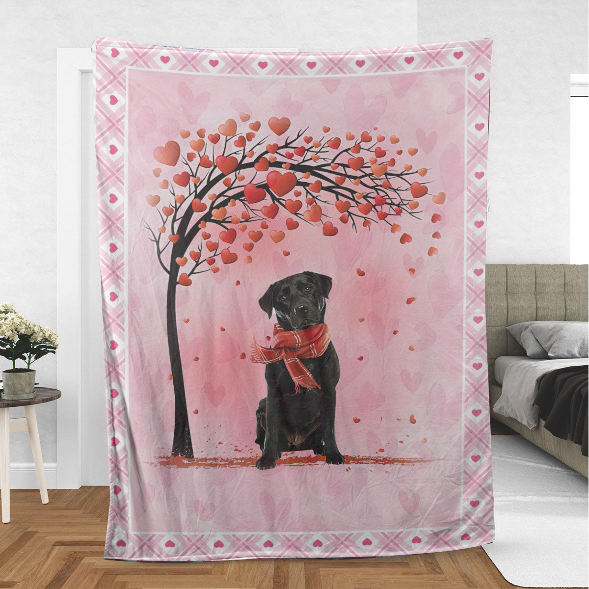 Ohaprints-Fleece-Sherpa-Blanket-Black-Labrador-Retriever-Lab-Dog-With-Heart-Soft-Throw-Blanket-380-Sherpa Blanket