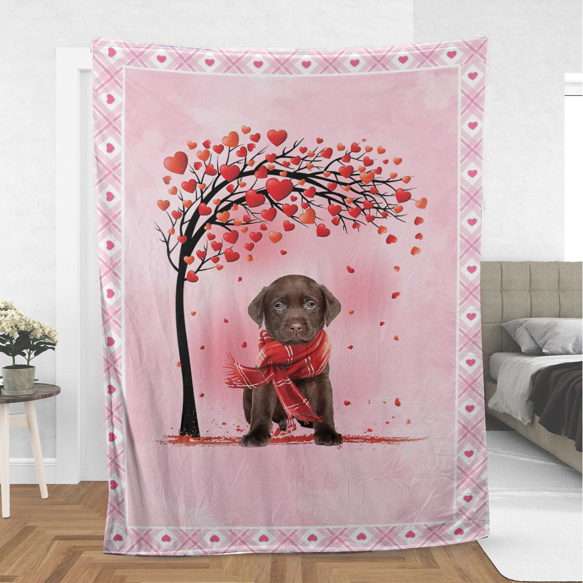 Ohaprints-Fleece-Sherpa-Blanket-Chocolate-Labrador-Retriever-Lab-Dog-With-Heart-Soft-Throw-Blanket-624-Sherpa Blanket