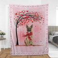 Ohaprints-Fleece-Sherpa-Blanket-German-Shepherd-Dog-With-Heart-Tree-Pattern-Soft-Throw-Blanket-545-Sherpa Blanket