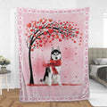 Ohaprints-Fleece-Sherpa-Blanket-Husky-Sibir-With-Heart-Tree-Pattern-Soft-Throw-Blanket-913-Sherpa Blanket