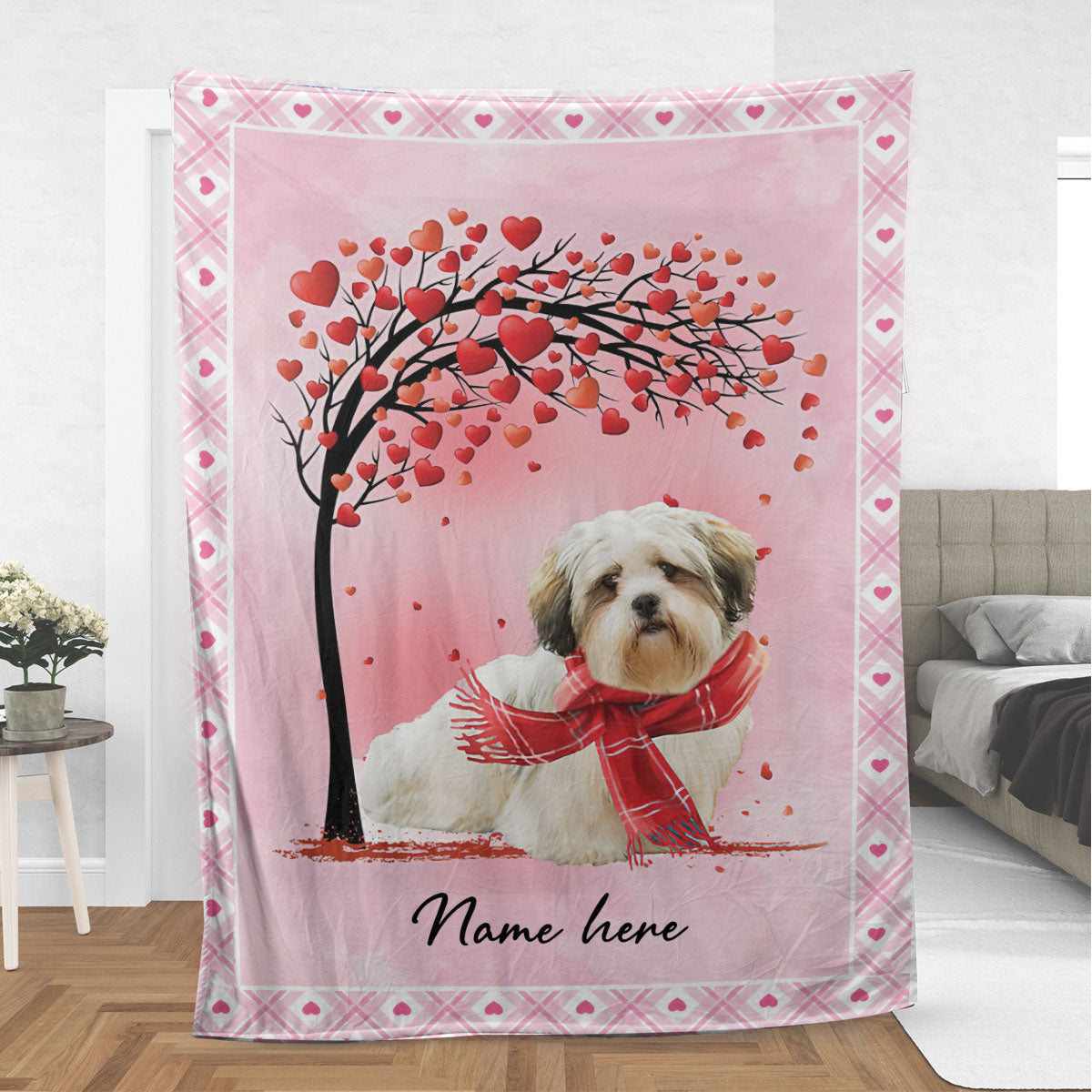 Ohaprints-Fleece-Sherpa-Blanket-Lhasa-Apso-Dog-With-Heart-Custom-Personalized-Name-Soft-Throw-Blanket-920-Sherpa Blanket