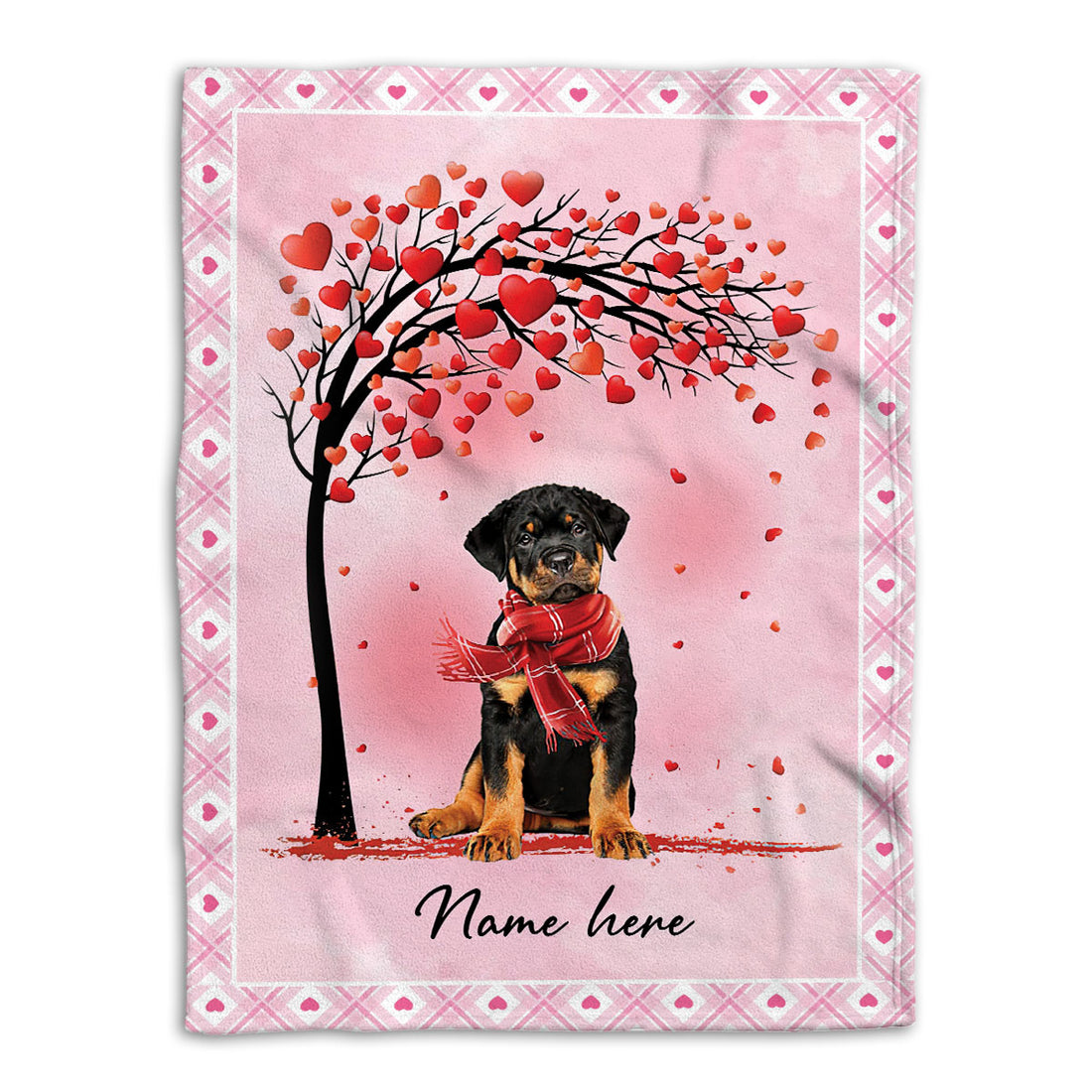 Ohaprints-Fleece-Sherpa-Blanket-Rottweiler-Dog-With-Heart-Custom-Personalized-Name-Soft-Throw-Blanket-921-Fleece Blanket