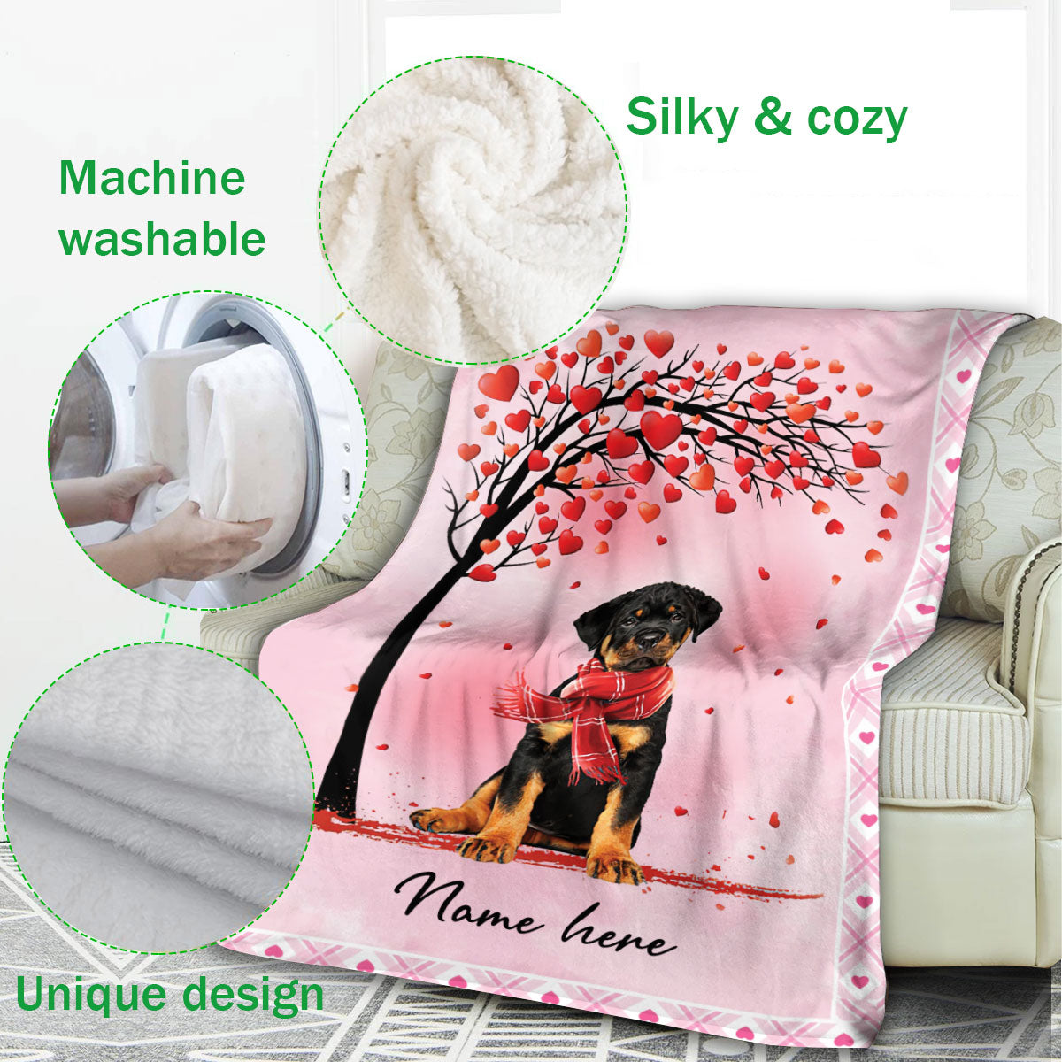 Ohaprints-Fleece-Sherpa-Blanket-Rottweiler-Dog-With-Heart-Custom-Personalized-Name-Soft-Throw-Blanket-921-Fleece Blanket