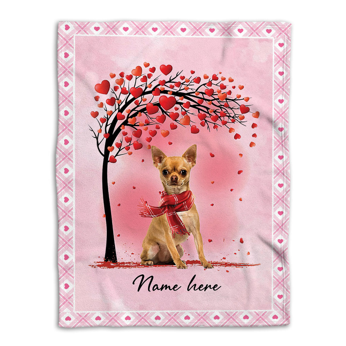 Ohaprints-Fleece-Sherpa-Blanket-Tan-Chihuahua-Dog-Heart-Custom-Personalized-Name-Soft-Throw-Blanket-567-Fleece Blanket