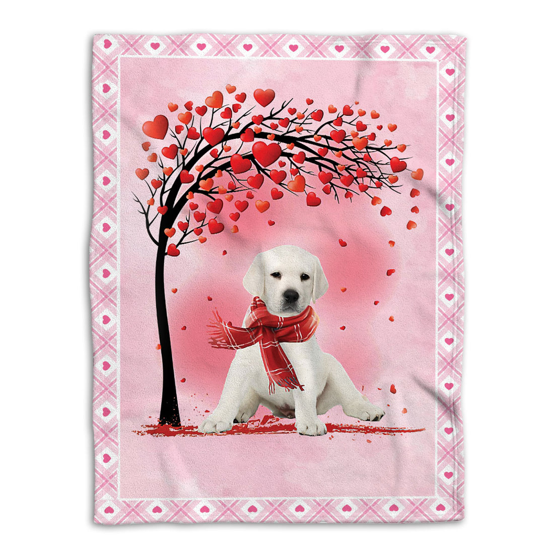 Ohaprints-Fleece-Sherpa-Blanket-White-Labrador-Retriever-Lab-Dog-With-Heart-Soft-Throw-Blanket-464-Fleece Blanket