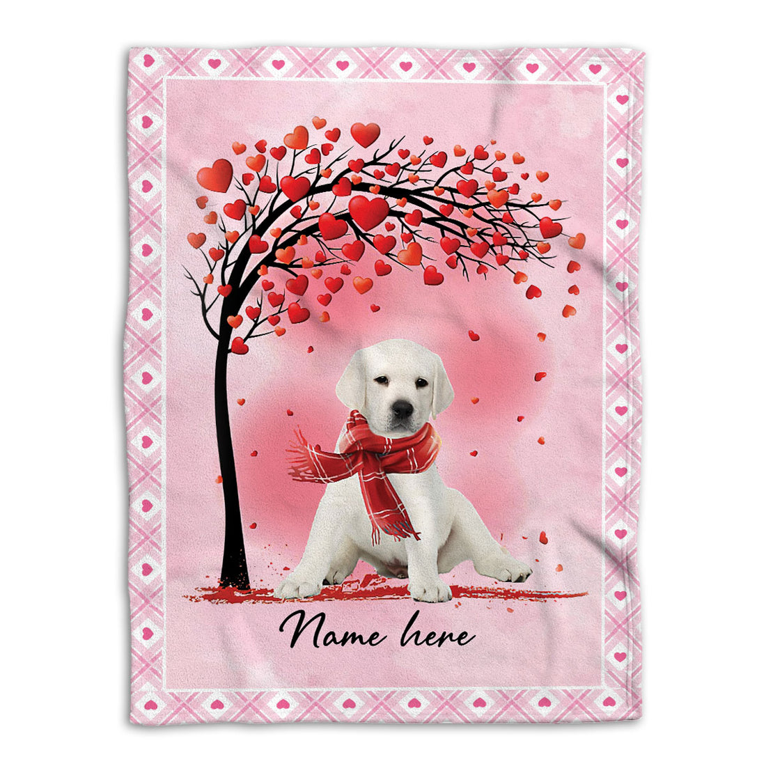 Ohaprints-Fleece-Sherpa-Blanket-White-Labrador-Retriever-Custom-Personalized-Name-Soft-Throw-Blanket-926-Fleece Blanket