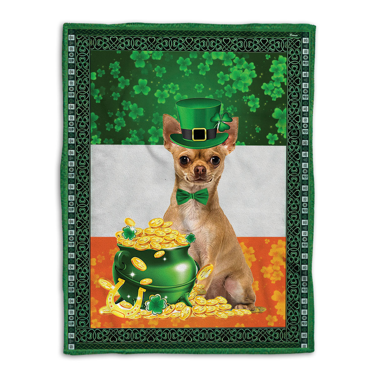 Ohaprints-Fleece-Sherpa-Blanket-Chihuahua-Dog-Lover-Pot-Gold-Soft-Throw-Blanket-843-Fleece Blanket