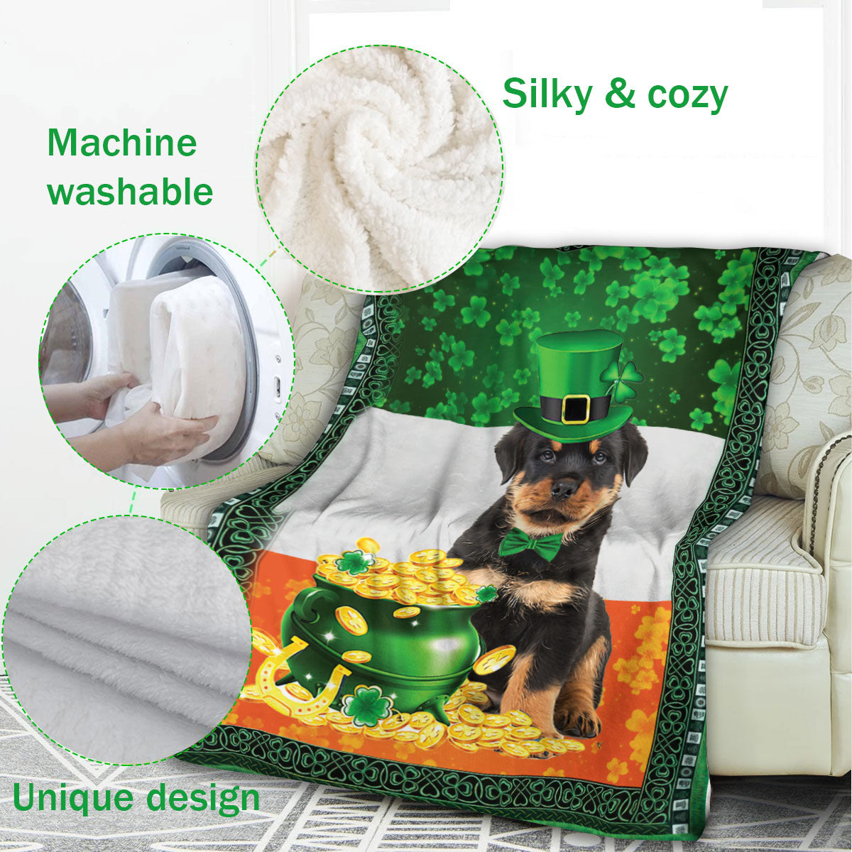 Ohaprints-Fleece-Sherpa-Blanket-Rottweiler-Dog-Puppy-Lover-Soft-Throw-Blanket-842-Fleece Blanket