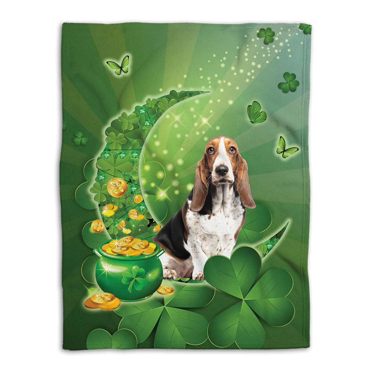 Ohaprints-Fleece-Sherpa-Blanket-Basset-Hound-Dog-Lover-Moon-Soft-Throw-Blanket-605-Fleece Blanket