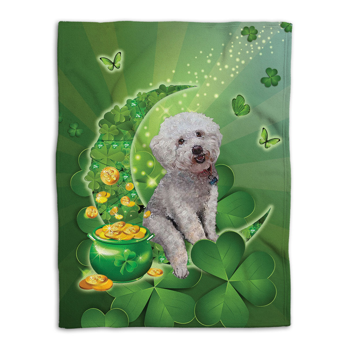 Ohaprints-Fleece-Sherpa-Blanket-Bichon-Frise-Moon-Soft-Throw-Blanket-861-Fleece Blanket