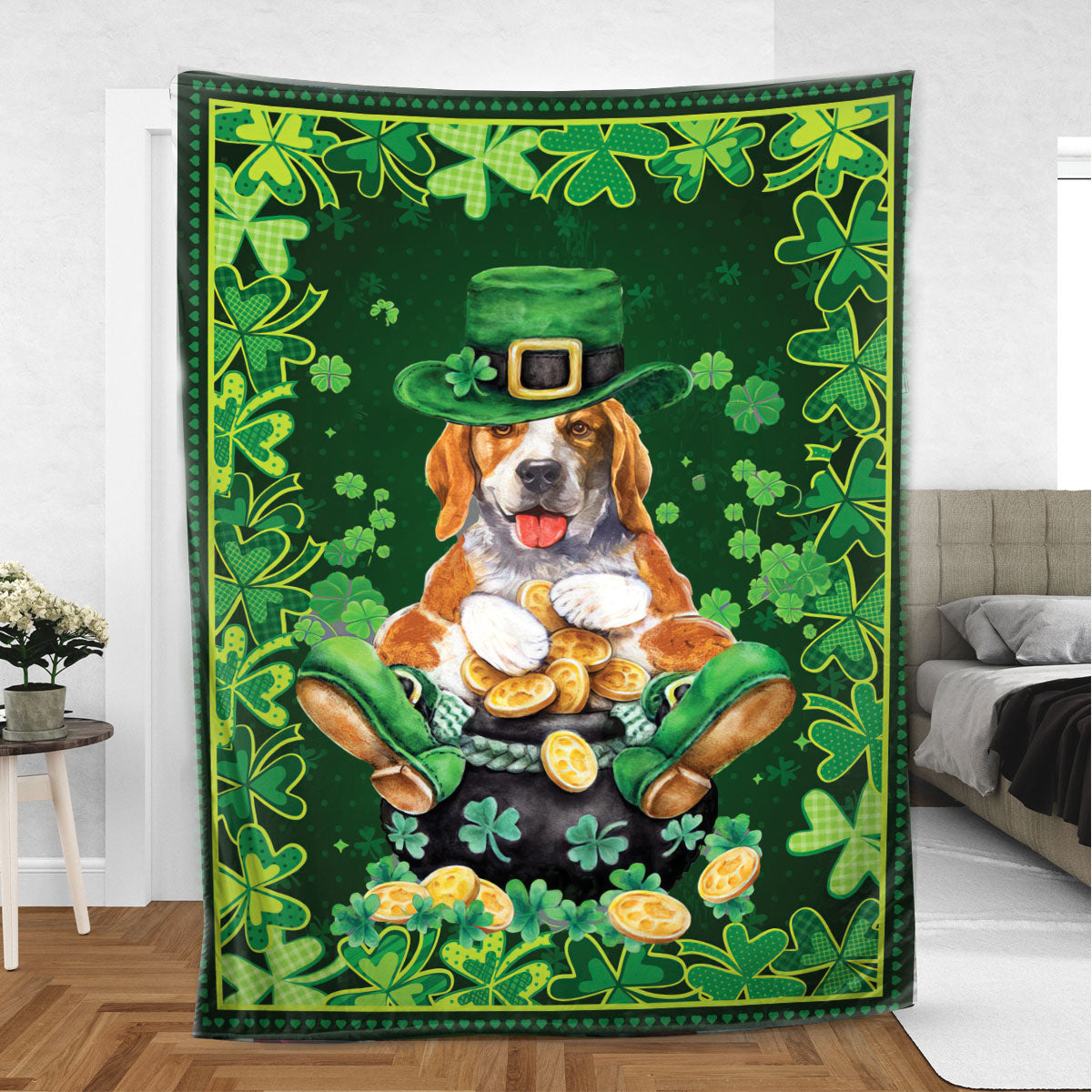 Ohaprints-Fleece-Sherpa-Blanket-Beagle-Pot-Gold-Dog-Lover-Soft-Throw-Blanket-868-Sherpa Blanket