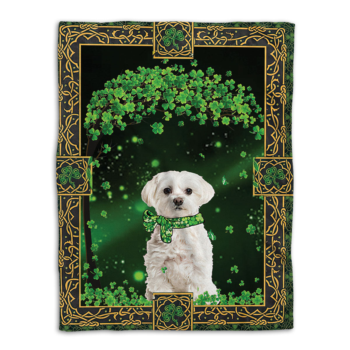 Ohaprints-Fleece-Sherpa-Blanket-Maltese-Dog-Lover-Green-Tree-Soft-Throw-Blanket-492-Fleece Blanket