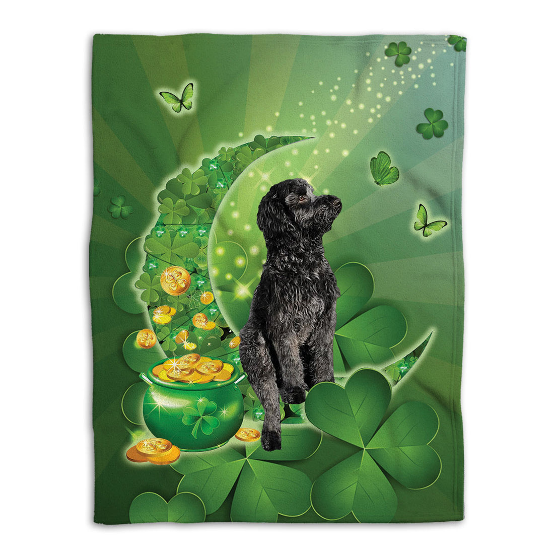 Ohaprints-Fleece-Sherpa-Blanket-Black-Poodle-Moon-Soft-Throw-Blanket-860-Fleece Blanket